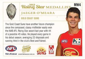 2014 Select AFL Honours Series 1 - Medal Winners #MW4 Jaeger O'Meara Back